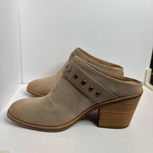 Söfft Suede Leather Mules Studded Buckle Block Heel Clogs Shoes Womens Size 7